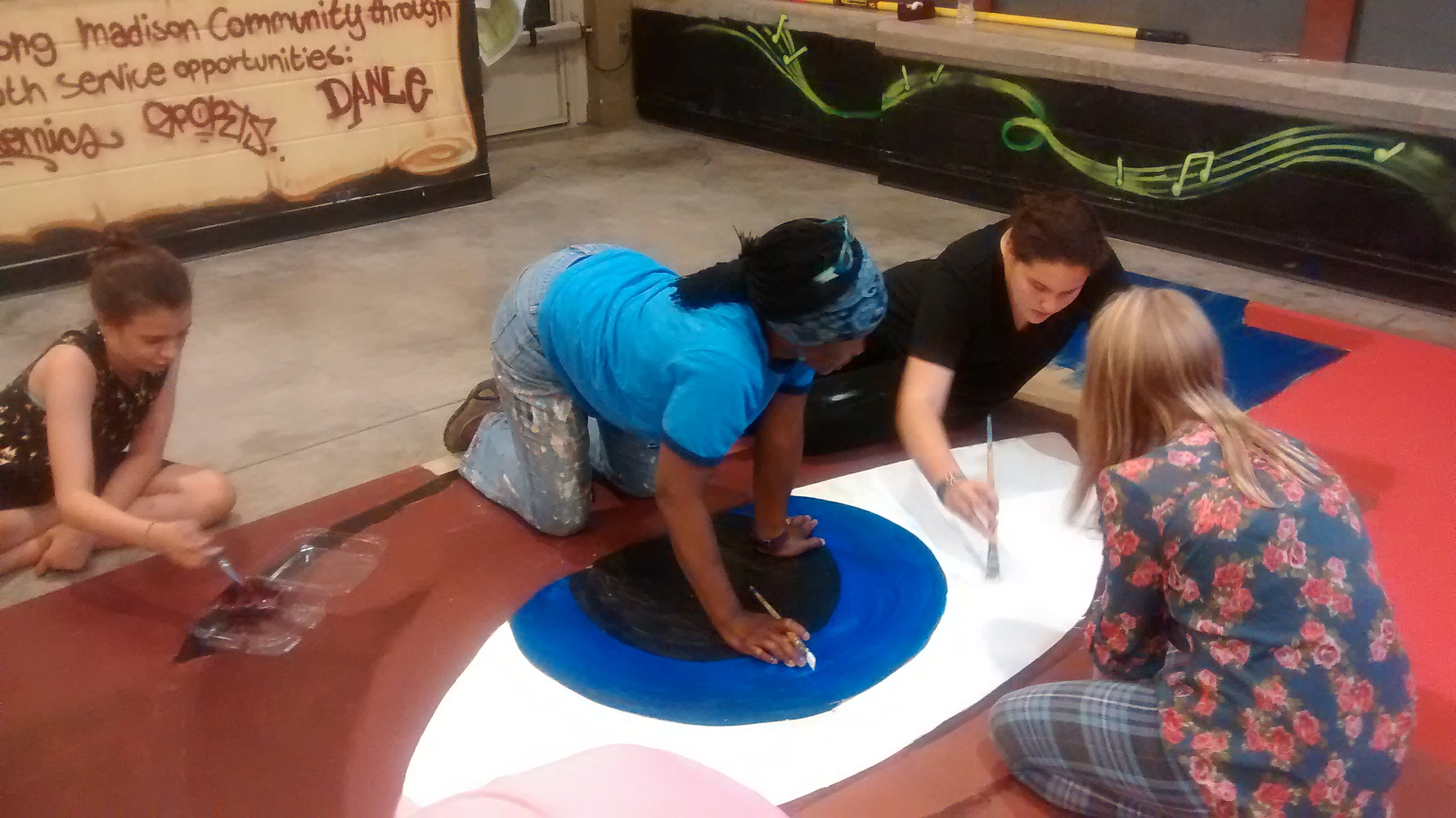 Kids Painting Eyes of Giant Mural Art