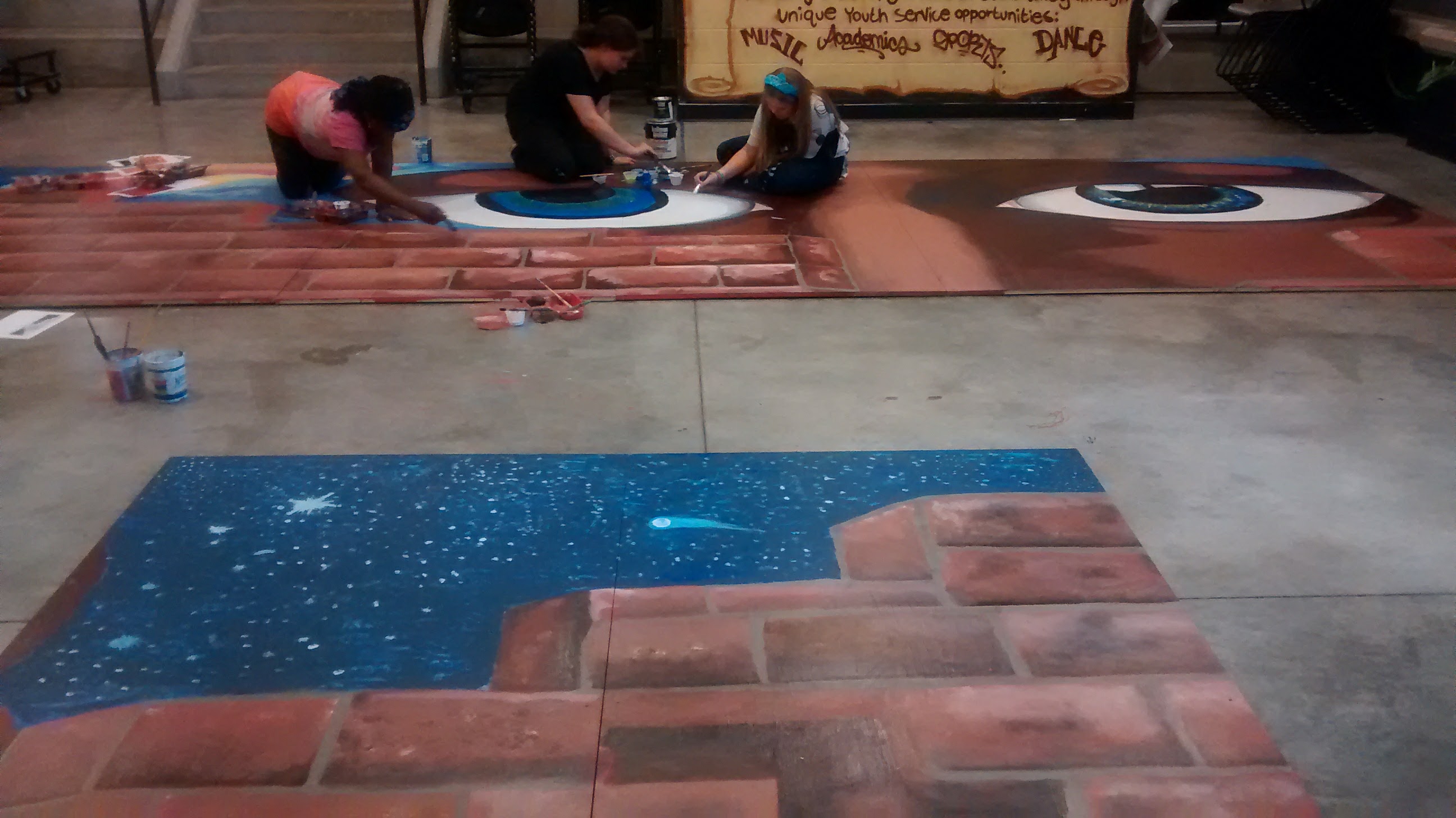 Detailed Sky and Brick Wall on Mural