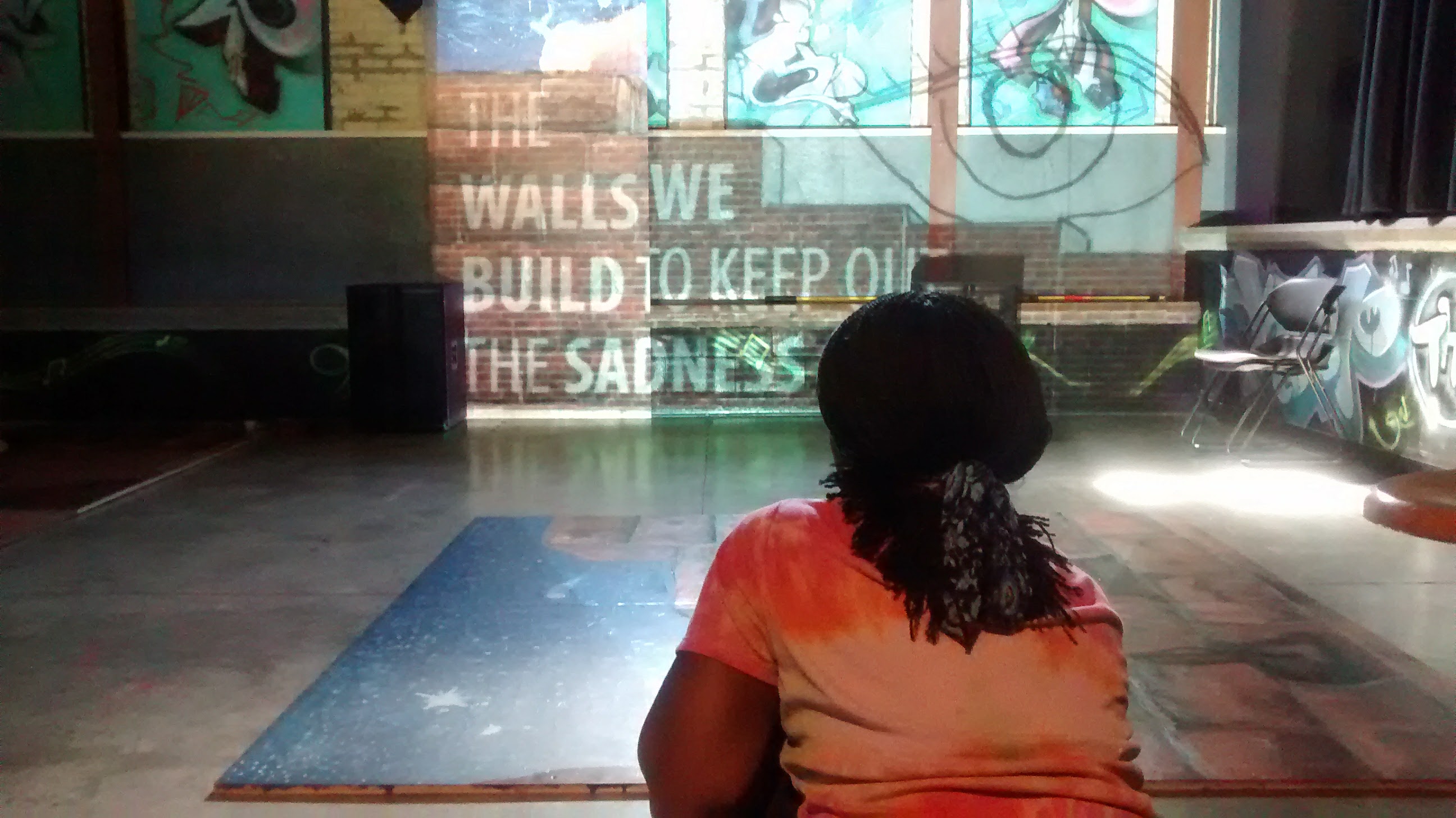 Projector of Words to Paint on Mural