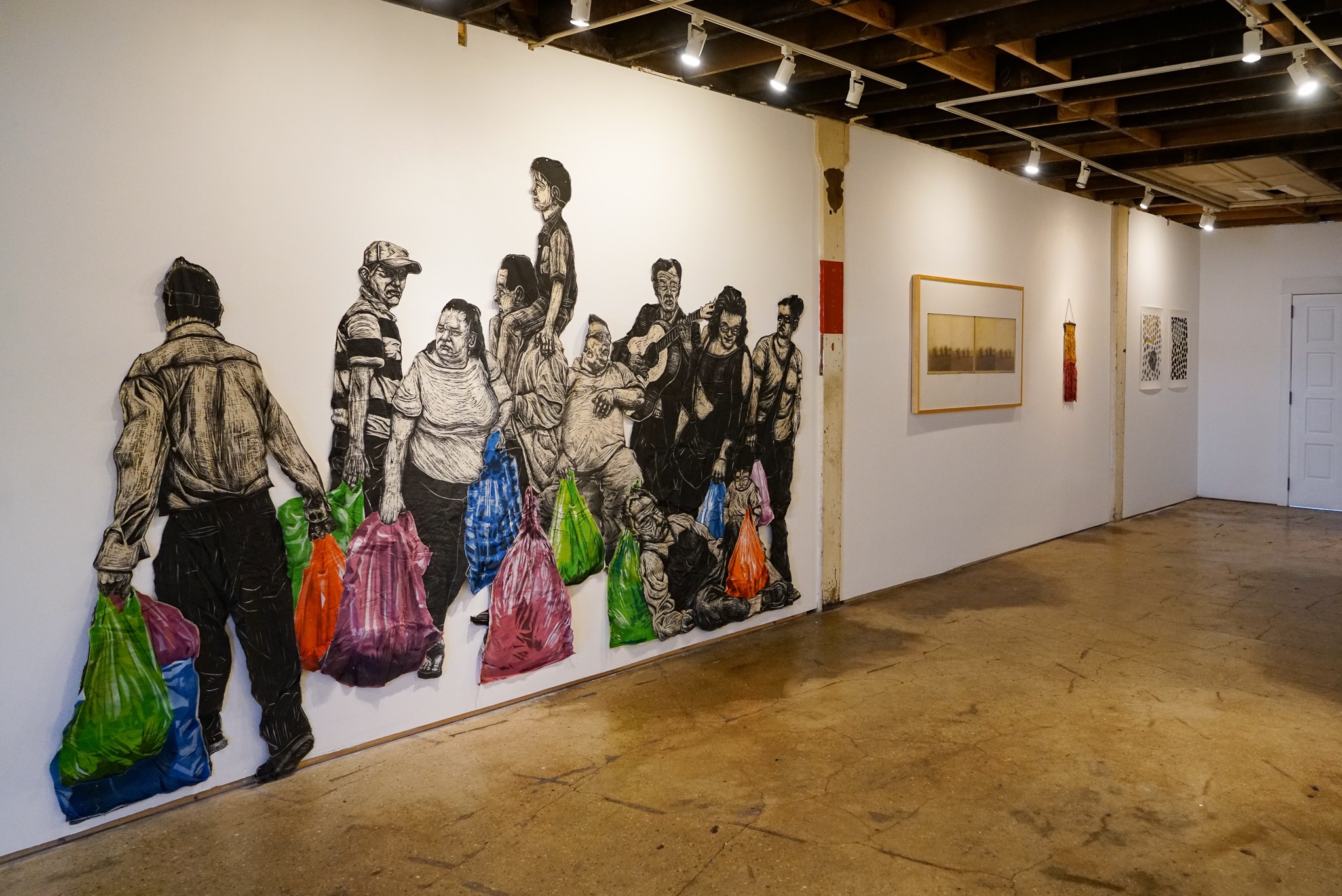 Contemporary art juried printmaking show large woodcut