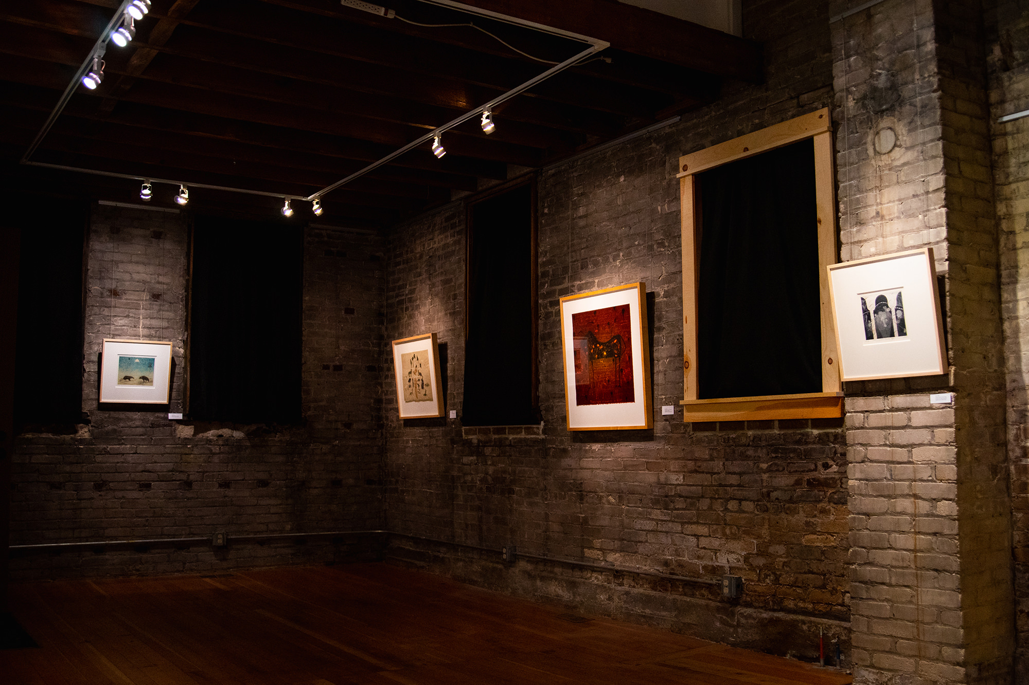 Contemporary art juried printmaking show large woodcut